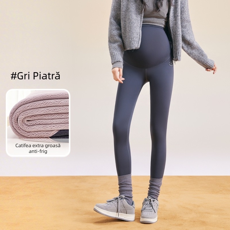 Colanți de maternitate fără cusături pentru femei, 2025 toamnă-iarna, căptuți cu fleece, groși și calzi, talie înaltă, mărime mare