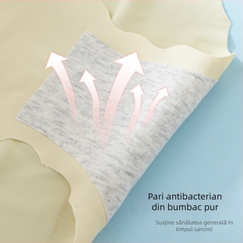 Chiloți de maternitate din ice-silk, cu căptușeală din bumbac, talie joasă, plus size, pentru sarcină de la început până la sfârșit