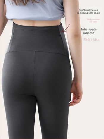 Colanți termici pentru gravide, toamnă-iarna – talie înaltă, fără strângere pe burtă, pantaloni de lounge pentru gravide de talie redusă