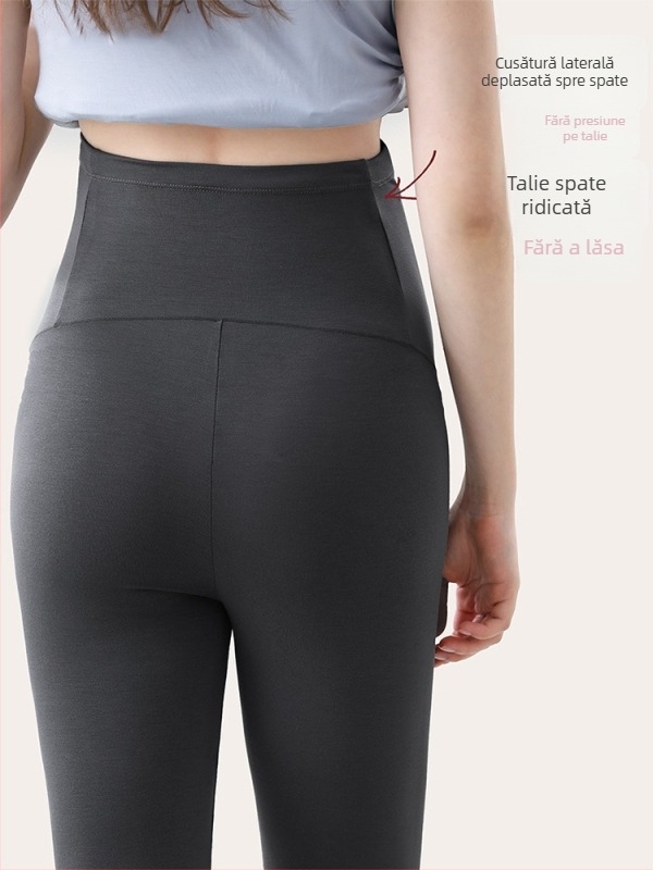 Colanți termici pentru gravide, toamnă-iarna – talie înaltă, fără strângere pe burtă, pantaloni de lounge pentru gravide de talie redusă
