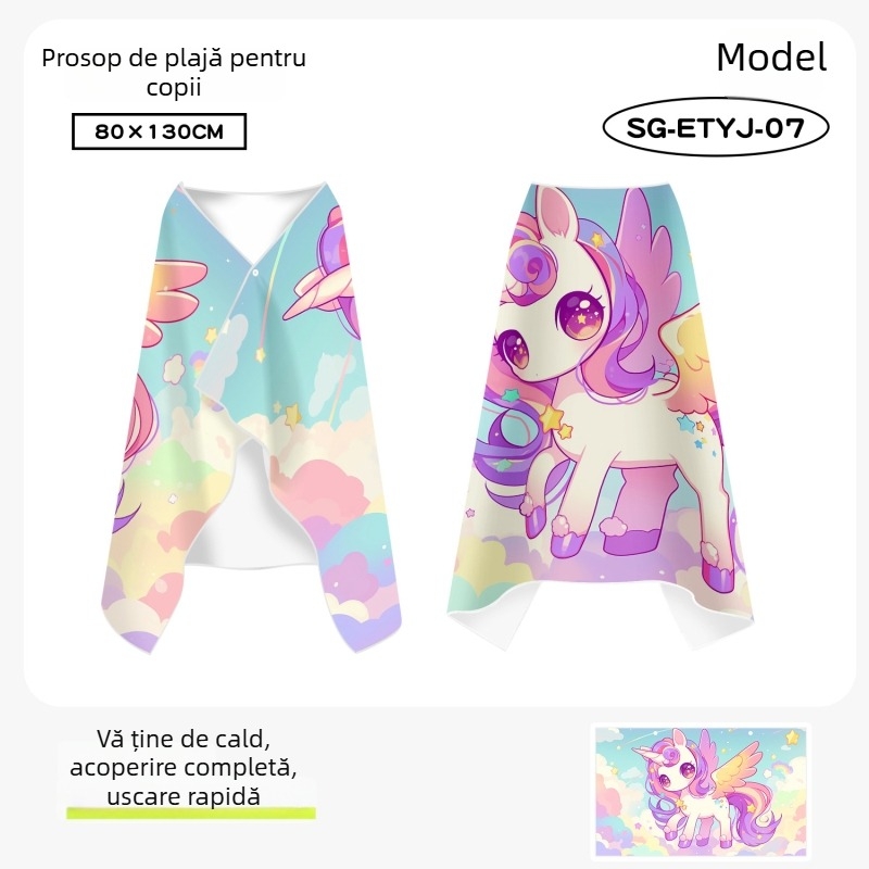 Prosop de baie cu glugă, pentru copii, uscare rapidă, fleece pe ambele fețe, halat de baie purtabil pentru copii mai mari