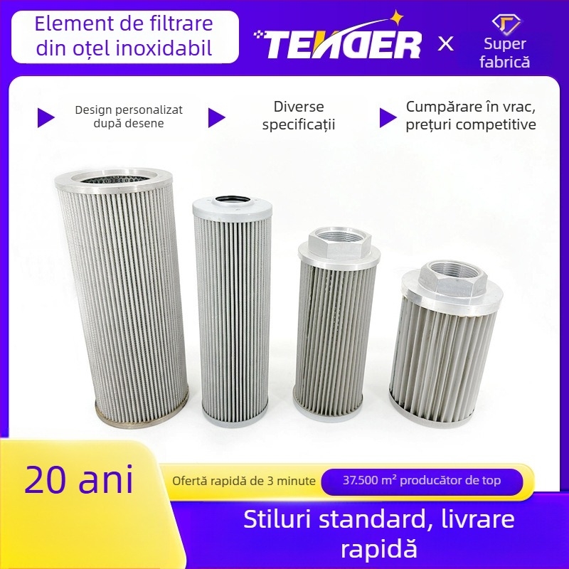 Element filtrant din oțel inoxidabil cu plasă din sârmă, element filtrant pliant pentru aplicații în industria chimică și ulei hidraulic