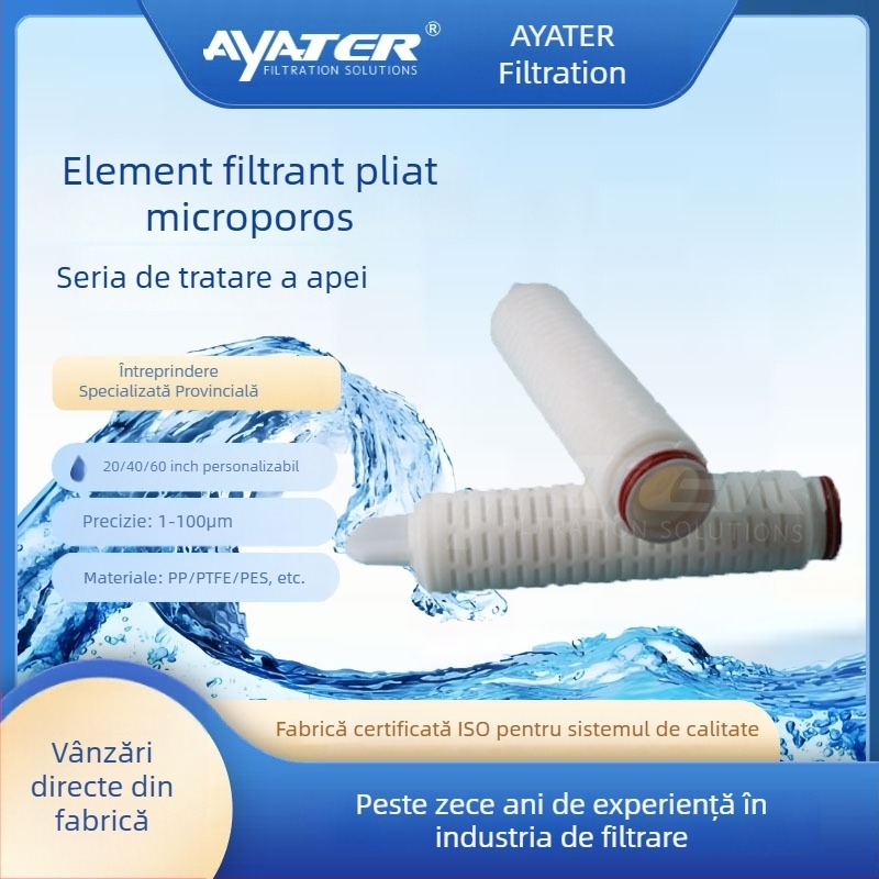 Element filtrant pliat din PTFE, cu membrană microporoasă PP, 0,22 mm, interfață 226, 5 inci