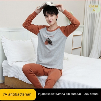 Set de tricouri și pantaloni din bumbac 100% pentru toamnă, lenjerie termică pentru băieți adolescenți