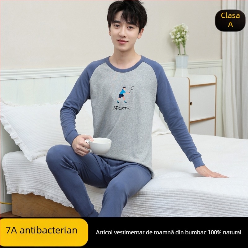 Set de tricouri și pantaloni din bumbac 100% pentru toamnă, lenjerie termică pentru băieți adolescenți