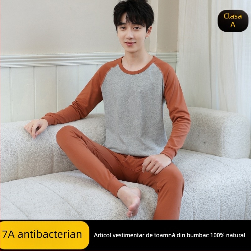Set de tricouri și pantaloni din bumbac 100% pentru toamnă, lenjerie termică pentru băieți adolescenți