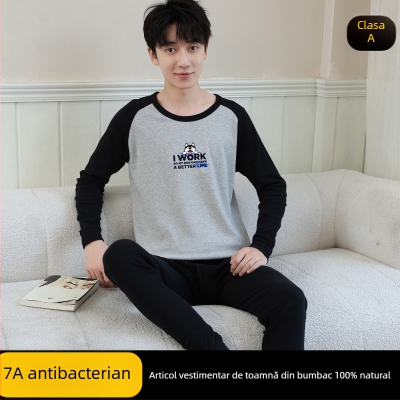 Set de tricouri și pantaloni din bumbac 100% pentru toamnă, lenjerie termică pentru băieți adolescenți