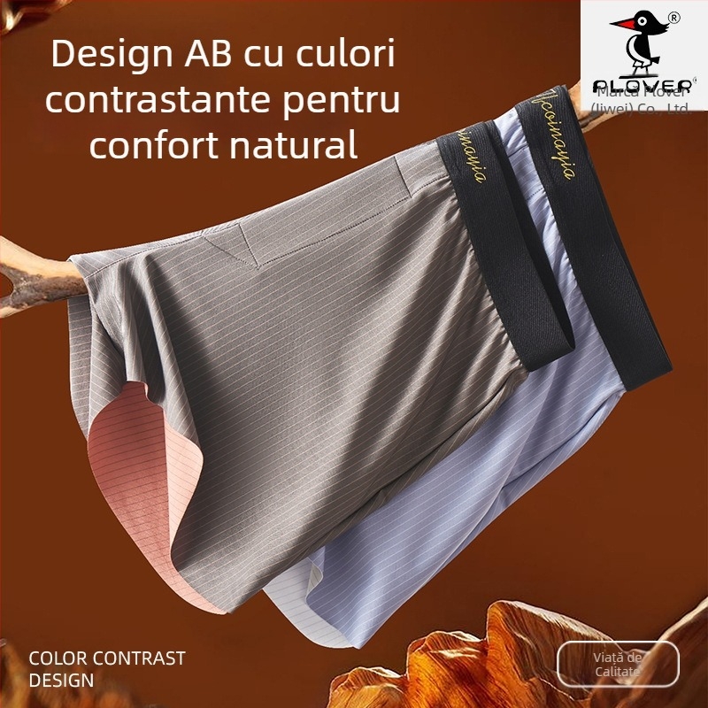 Boxeri pentru bărbați cu talie medie, panouri dual-color, lenjerie sport respirabilă pentru adulți