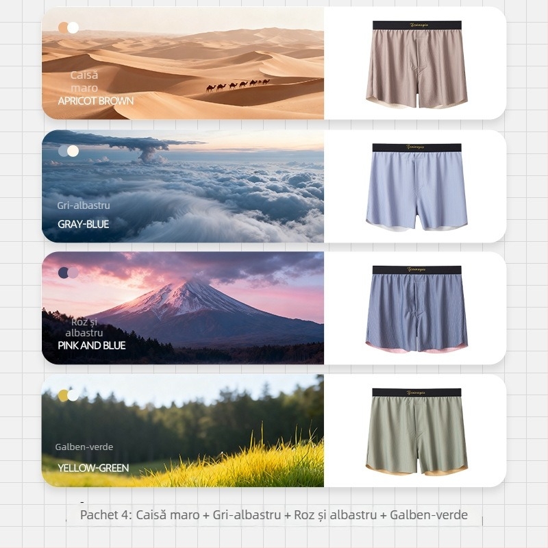 Boxeri pentru bărbați cu talie medie, panouri dual-color, lenjerie sport respirabilă pentru adulți