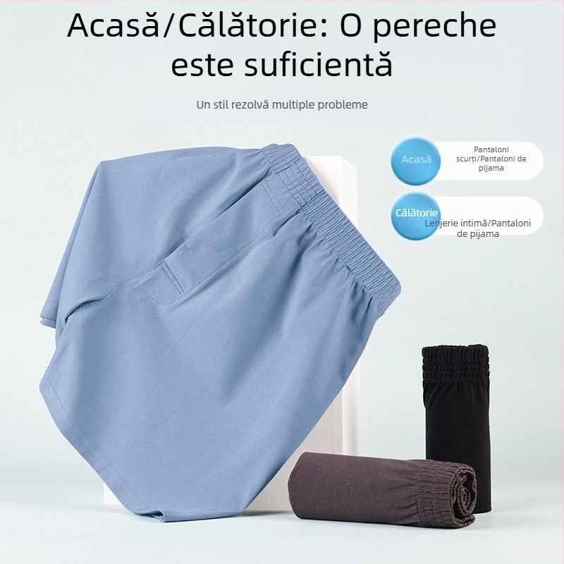 Boxeri bărbați din bumbac și șorturi lejere de casă, pentru vară