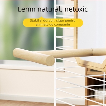 Oglindă pentru papagal – jucărie pentru păsări cu suport din lemn, pentru cușcă atârnată, oglindă cu model bujor-tigru, platformă mică
