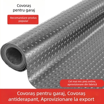 Covoraș PVC cu model diamant în zig-zag, negru și gri, antiderapant, impermeabil, pentru garaj și bucătărie