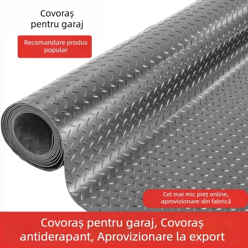 Covoraș PVC cu model diamant în zig-zag, negru și gri, antiderapant, impermeabil, pentru garaj și bucătărie