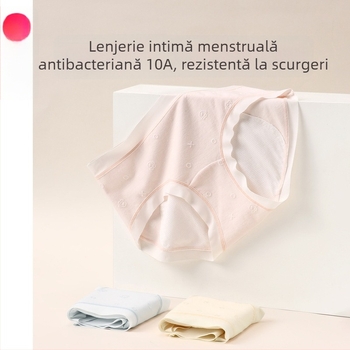 Chiloți antibacterieni femei pentru menstruație, talie medie, protecție împotriva scurgerilor laterale
