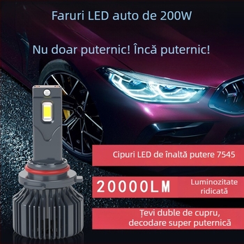 Far LED H11 cu patru tuburi din cupru, 12–24V, integrat H4, 110W/75W lumină joasă, luminozitate înaltă