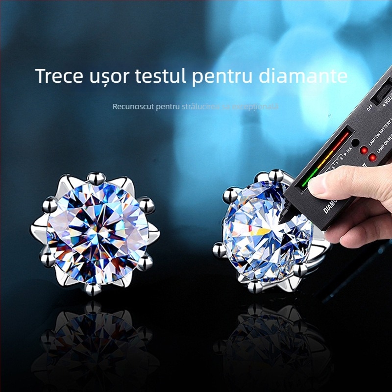 Cercei cu Moissanit de 1 ct din argint 925, design fulg de zăpadă, bijuterii ușoare pentru femei