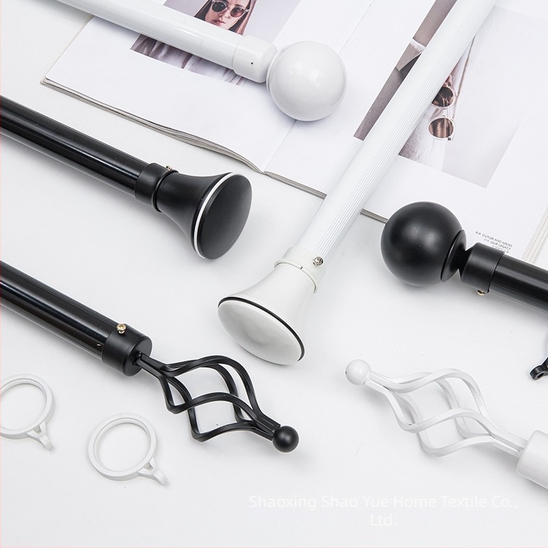 Set complet de bare pentru perdele – stil roman, bare simple și duble, suporturi din aluminiu pentru dormitor