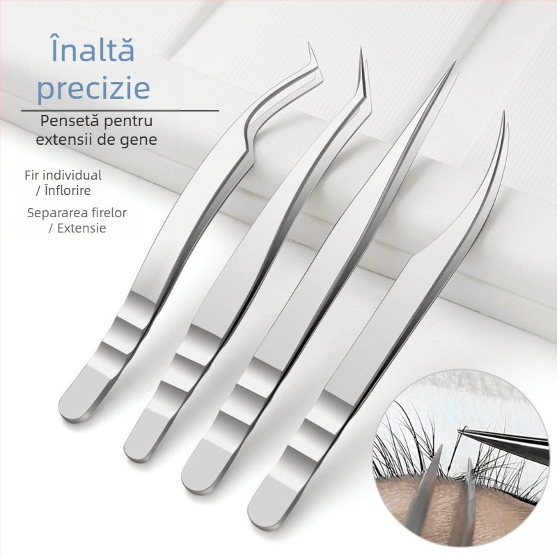 Pensete pentru gene pentru extensii – anti-static, pene aurii, stil Phoenix, prințesă