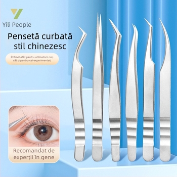 Clește pentru gene false, stil chinezesc, precizie înaltă, clip pentru graft ucrainean, clip cu pene aurii pentru artiștii de gene, clește delfin