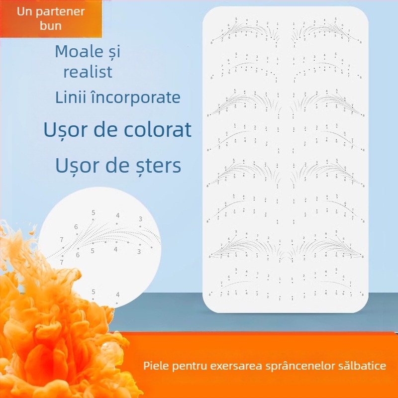Piele de practică pentru tatuarea sprâncenelor – silicon moale, pentru începători, imitarea liniilor sprâncenelor