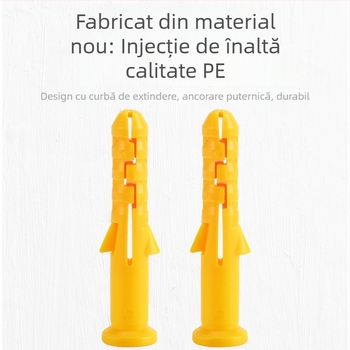 Set de țevi de expansiune PE galbene, 6x30 mm, 8x60 mm, 10x80 mm, cu dop din cauciuc
