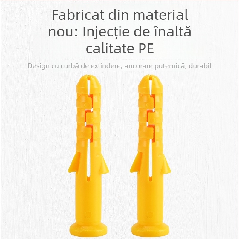 Set de țevi de expansiune PE galbene, 6x30 mm, 8x60 mm, 10x80 mm, cu dop din cauciuc