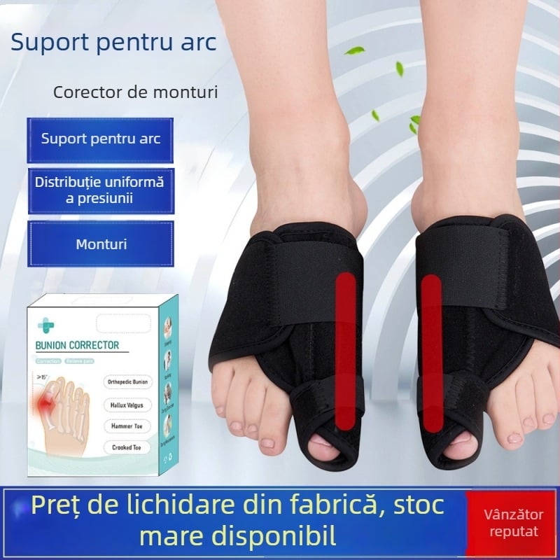 Orteză de zi și noapte pentru hallux valgus, corector de deformare a degetului mare, bandă ortopedică pentru picior, pentru bărbați și femei