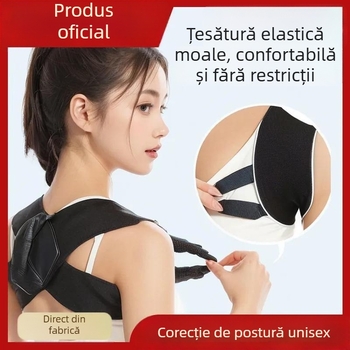 Centură respirabilă pentru corecția posturii, pentru deschiderea umerilor și menținerea coloanei vertebrale drepte; împotriva aplecării și cifozei; bandă de exerții în poziție culcată, unisex.