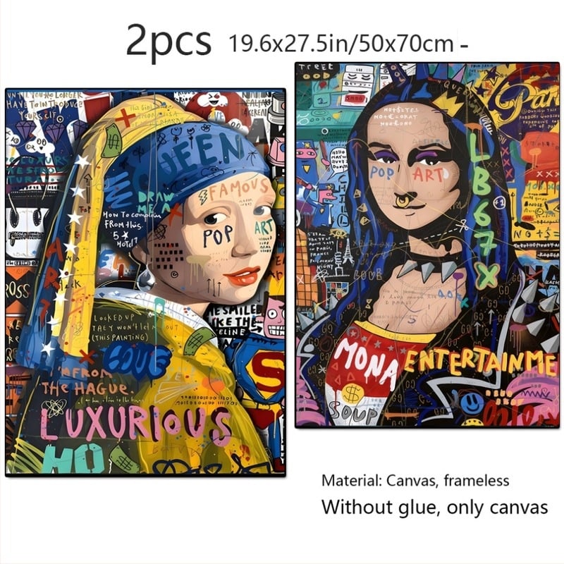 Mona Lisa modernă – imprimare pe pânză, tablou decorativ, portret în temă fashion, mural pentru dormitor