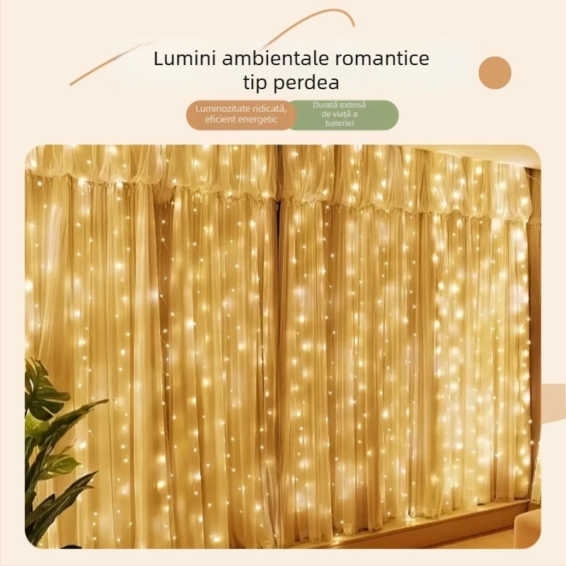 Lumini LED pentru perdea, USB, decor interior — șiruri de LED pentru spațiu, atmosferă romantică