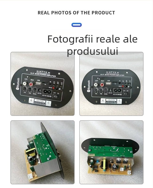 Placă cilindrică Bluetooth pentru subwoofer, uz casnic și auto, 6/8/10 inch, 12V/24V/220V, placă de sunet