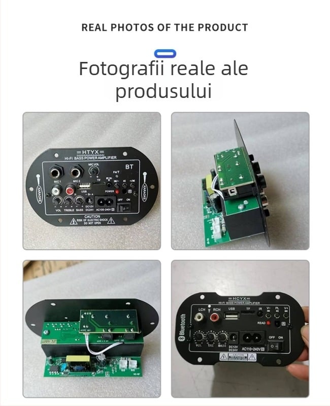 Placă cilindrică Bluetooth pentru subwoofer, uz casnic și auto, 6/8/10 inch, 12V/24V/220V, placă de sunet