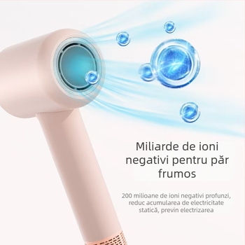 Uscător de păr fără lamă, cu ioni negativi, control inteligent al temperaturii, 1600 W, 220 V, două viteze de aer, aer rece/cald