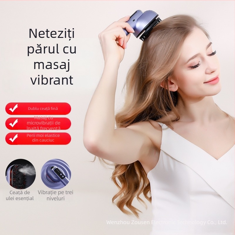 Masaj electric pentru cap cu masaj al scalpului pe meridiane, spray pentru creșterea părului și aplicator de lichide pe scalp