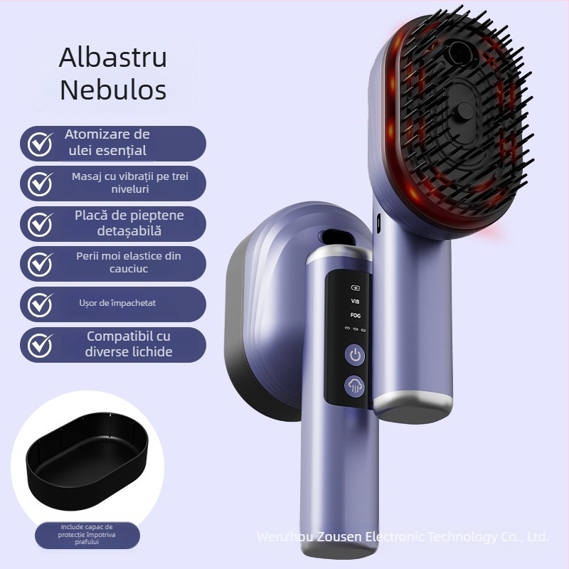Masaj electric pentru cap cu masaj al scalpului pe meridiane, spray pentru creșterea părului și aplicator de lichide pe scalp