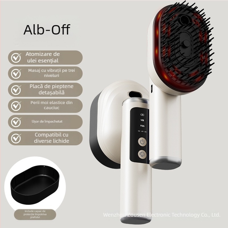 Masaj electric pentru cap cu masaj al scalpului pe meridiane, spray pentru creșterea părului și aplicator de lichide pe scalp