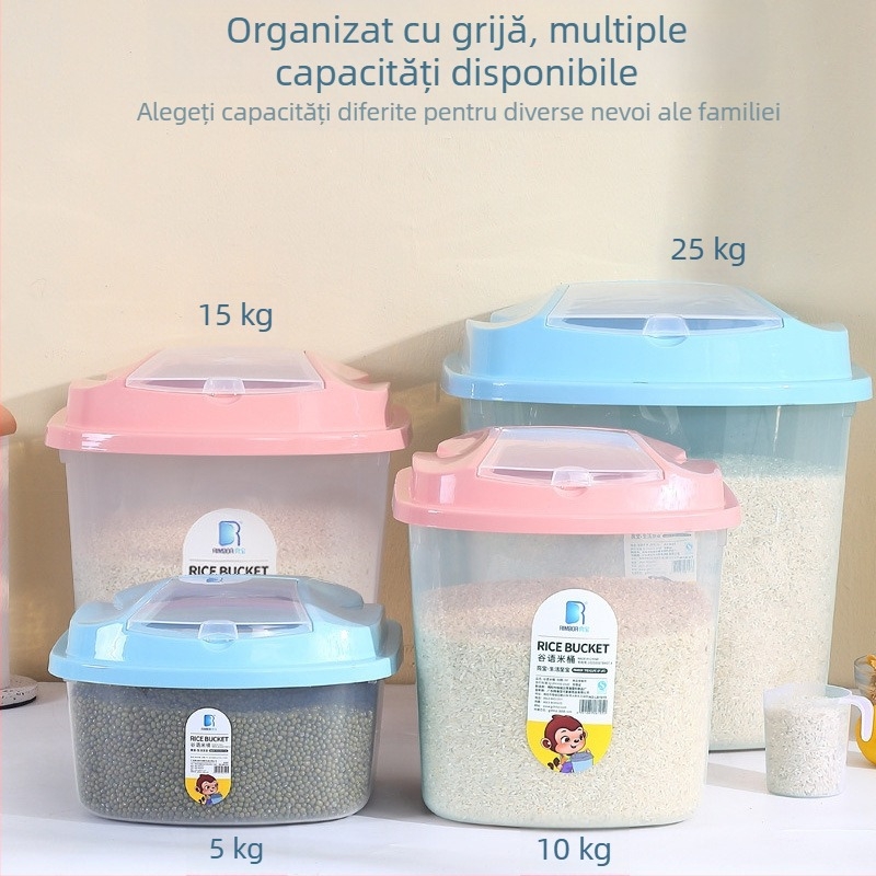 Container transparent depozitare orez bucătărie — protecție împotriva umezelii și dăunătorilor, recipient etanș pentru orez, făină și cereale