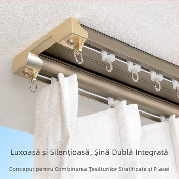 Șină pentru perdea din aliaj de aluminiu cu două șine, sistem metalic de alunecare