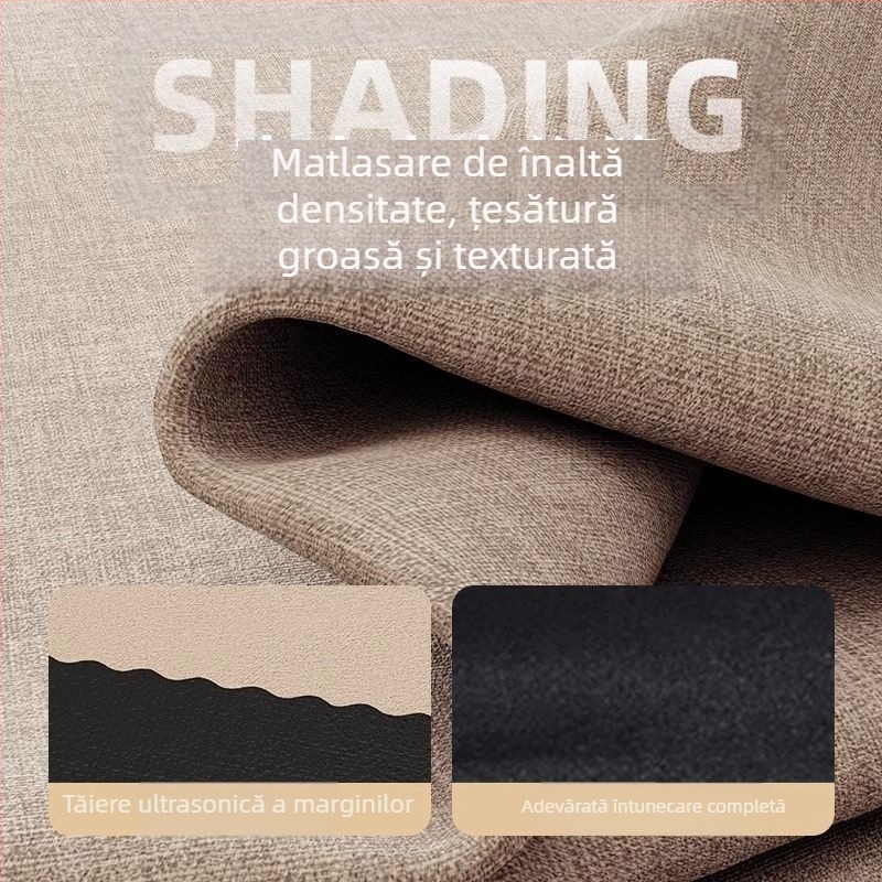 Cortină blackout culoare Milk Tea pentru living și dormitor, țesătură densă, acoperire totală, design japonez în stil lemnos
