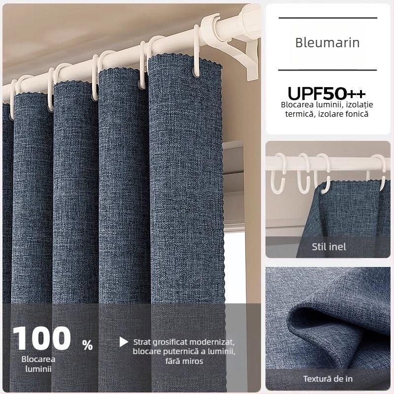Cortină blackout culoare Milk Tea pentru living și dormitor, țesătură densă, acoperire totală, design japonez în stil lemnos