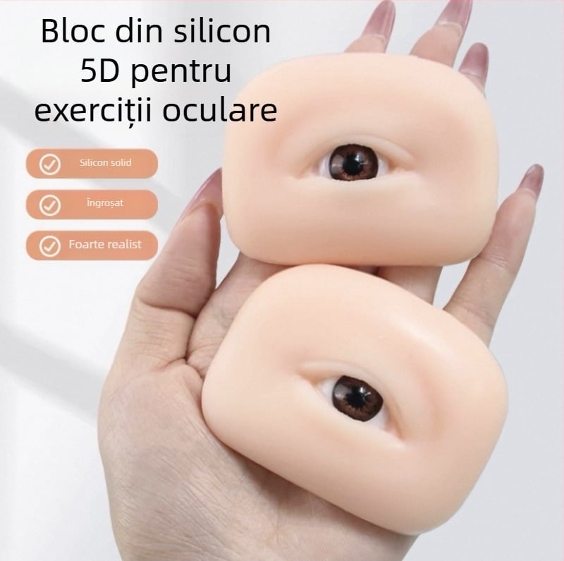 Modul de practică pentru ochi și sprâncene din silicon 5D, cu piele de silicon moale