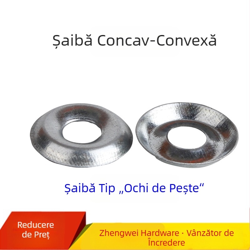 Șaibă ochi de pește, în formă de bol, cu caneluri, autofiletantă, M4/M5/M6