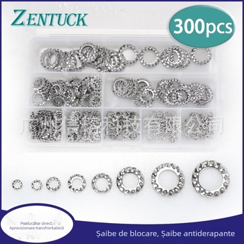 Șaibă zimțată din oțel inoxidabil 304, șaibă de blocare, set de 300 bucăți, șaibă anti-derapantă în formă de floare