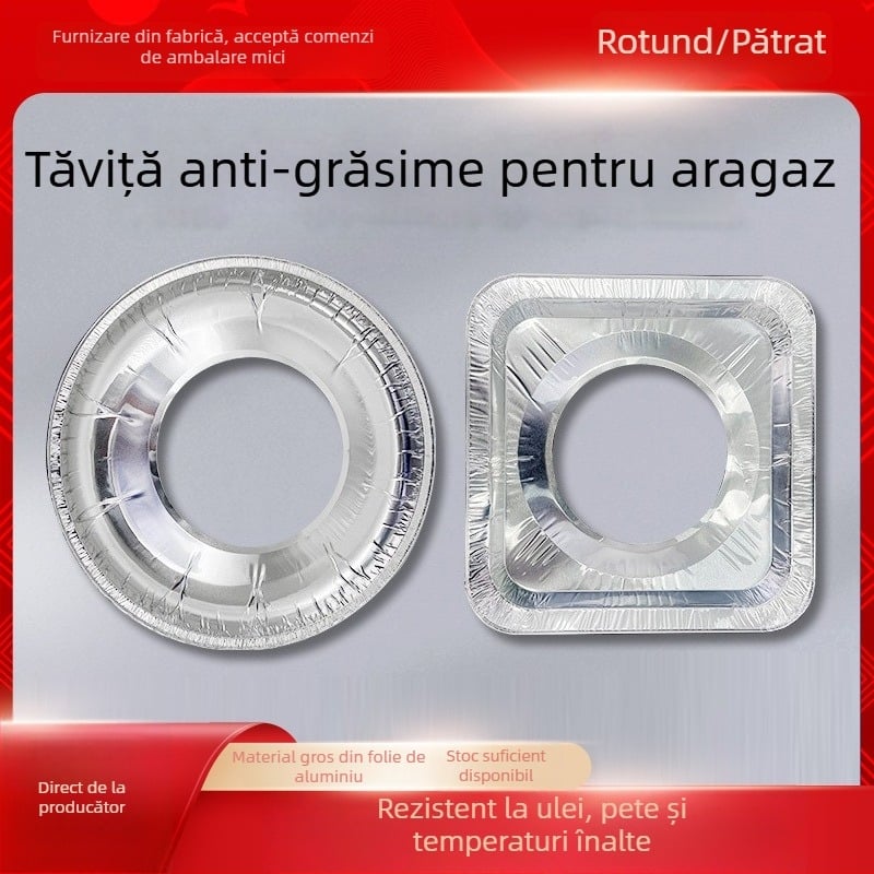 Covoraș circular din folie de aluminiu pentru aragaz, rezistent la ulei, diametru 23 cm, 50 mm