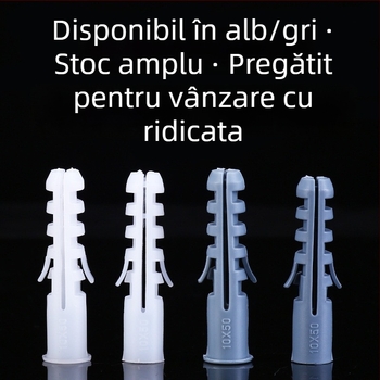 Țeavă de expansiune din plastic albă și gri, dop din cauciuc în formă de pește, standard GB, dop de expansiune puternic cu șurub