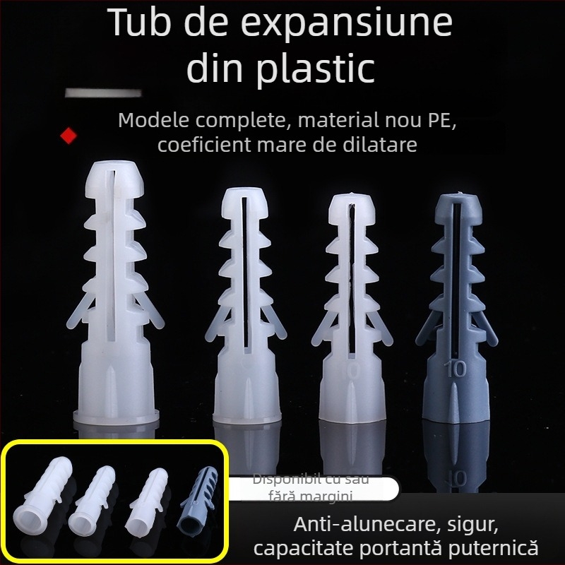 Tobe de expansiune din plastic, rotunde și pătrate, cu șuruburi de expansiune, dimensiuni 6/8/10 mm