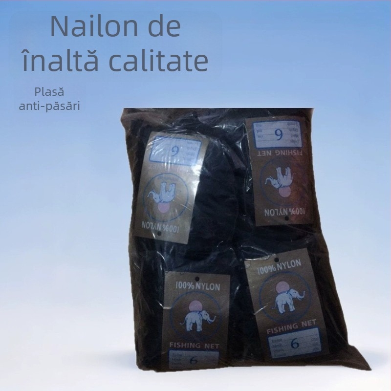 Plasă de protecție pentru păsări din poliester robust, utilizare agricolă, ochiuri 1×1, negru, dimensiuni 2.5×4×9