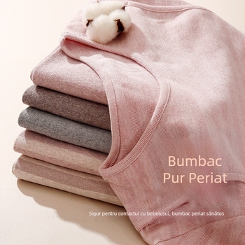 Top de alăptare după naștere, din bumbac, mâneci lungi, în dungi, pentru toamnă și iarnă