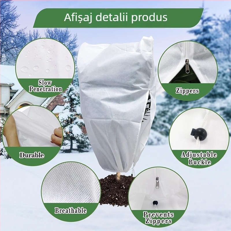 Acoperire antifrizo pentru plante cu șnur