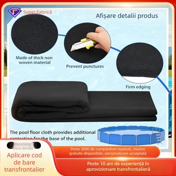 Covoraș circular pentru piscină, protecție împotriva perforării, strat protector îngroșat, geotextil, suprafață antiderapantă pentru piscină